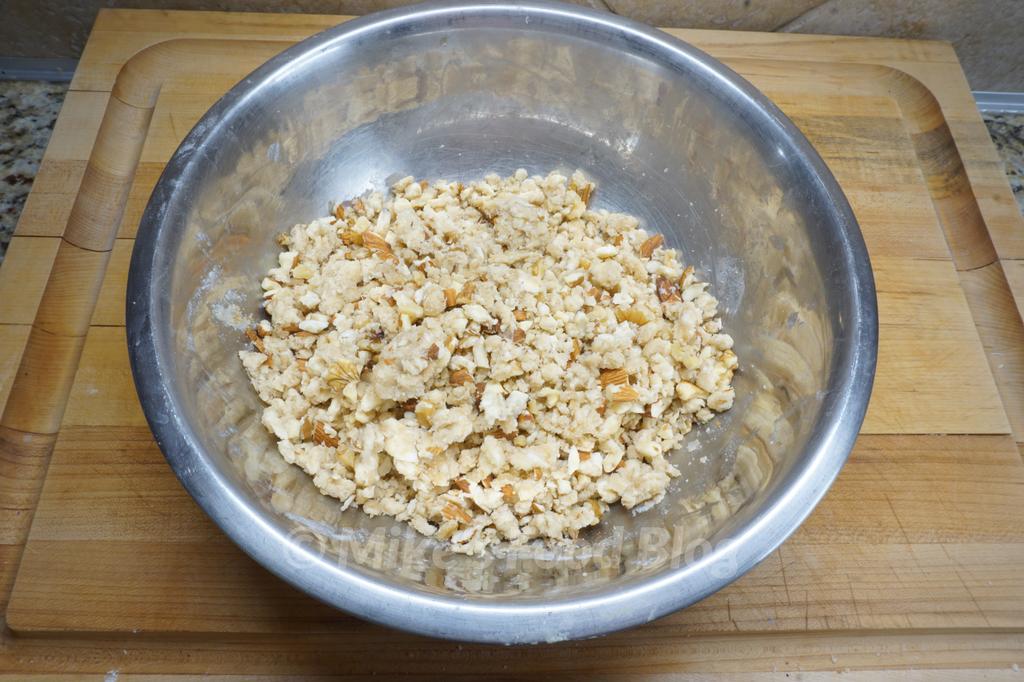 crumble or crisp ingredients with crushed nuts