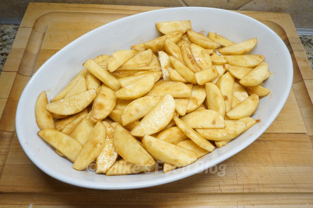 sliced apples tossed in brown sugar and cinnamon