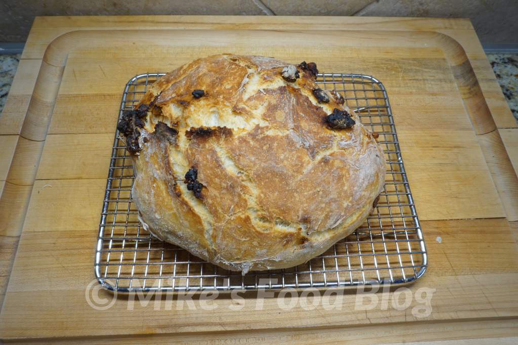 fig walnut bread on rack and cooling