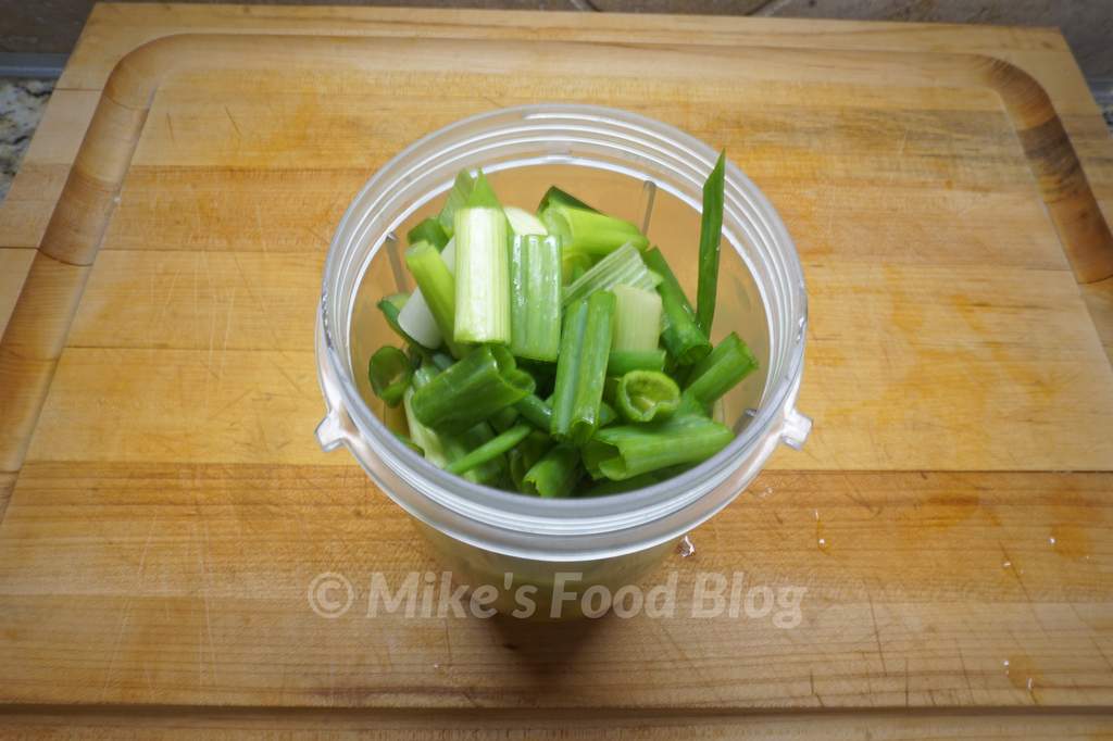 add green onions to mixer